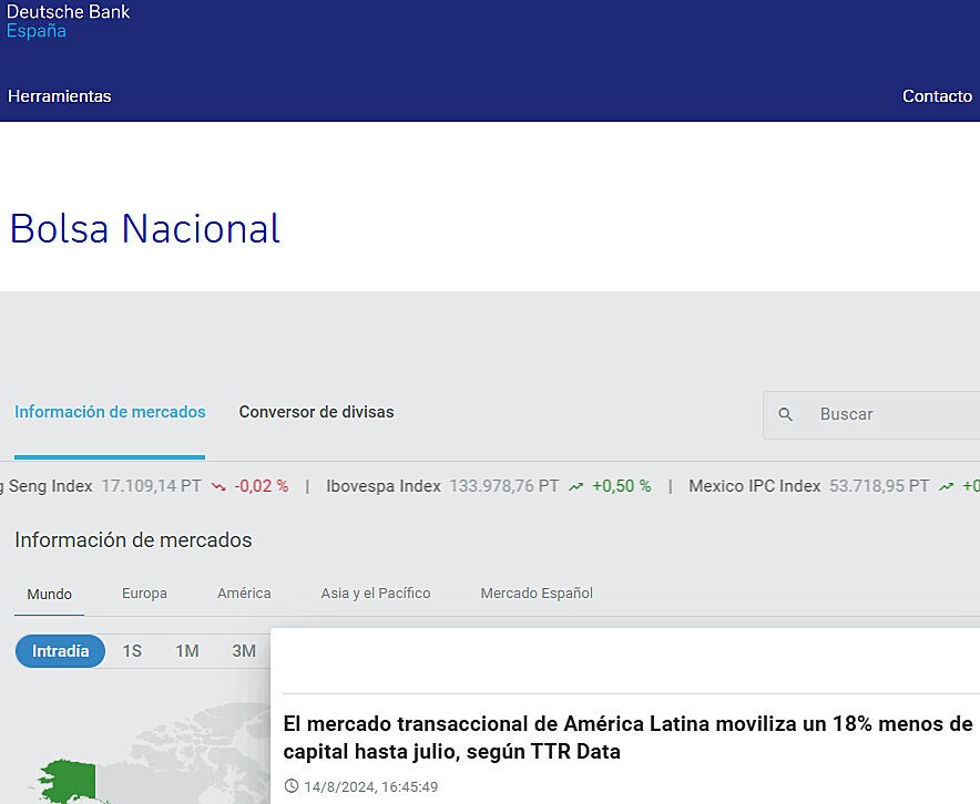 El mercado transaccional de Amrica Latina moviliza un 18% menos de capital hasta julio, segn TTR Data